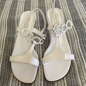 White heeled sandals